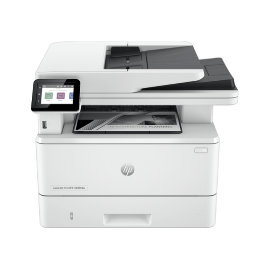 HP LaserJet Pro MFP 4103fdw Printer, Flatbed, ADF Scanner, Fax, 1 Year Warranty | 2Z629A