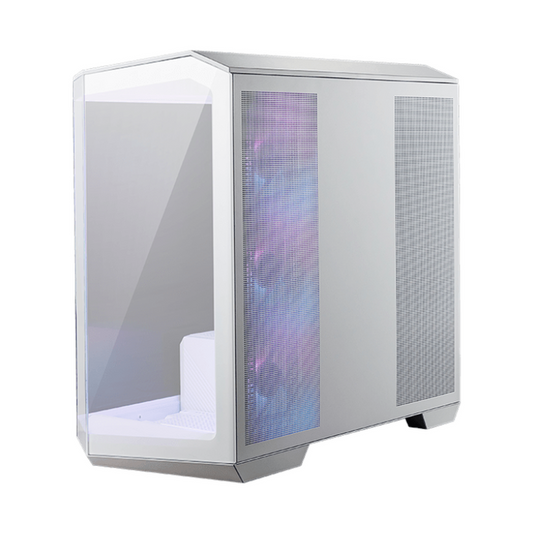 MSI MAG PANO M100R PZ Micro-ATX PC Case, Tempered Glass Front & Side Panels, 4 x 120mm ARGB Fans, 390mm GPU Support, USB 3.2 Gen 2x2, White, 1 Year Warranty | 306-7G24W24-809