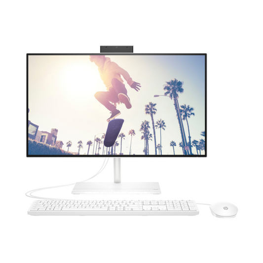 HP 24-cb1025nh Bundle All-in-One Desktop – Intel Core i5-1235U Processor, 8 GB RAM, 512 GB SSD, 23.8" (1920 x 1080) FHD Display, DOS, Starry White, English Keyboard, 1 Year Warranty | 6V339EA
