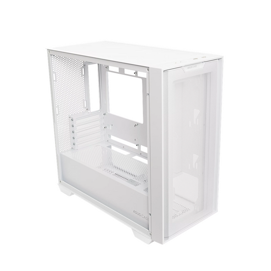 Asus A21 mATX PC Case, Tempered Glass Panel, 380mm GPU Support, USB 3.2 Gen 1, Ample Cable Management, White, 1 Year Warranty | 90DC00H3-B09010