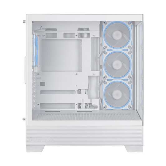 Asus A31 PLUS Mid Tower-ATX PC Case, Tempered Glass Side & Front Panel, 380mm GPU Support, 4 x 120 mm ARGB Fans, USB 3.2 Gen 2, Ample Cable Management, White, 1 Year Warranty | 90DC00R3-B19000