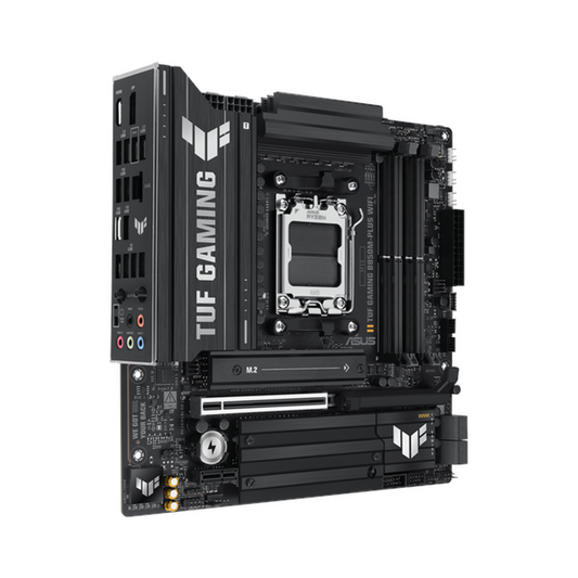 Asus TUF GAMING B850M-PLUS WiFi Motherboard, AM5 Socket, micro-ATX Form Factor, DDR5 Ram, PCIe 5.0 With SafeSlot Core+, Wi-Fi 6E, Bluetooth v5.3, HDMI, DisplayPort, Realtek 2.5Gb Ethernet With TUF LANGuard, Aura Sync, 1 Year Warranty | 90MB1IY0-M0EAY0