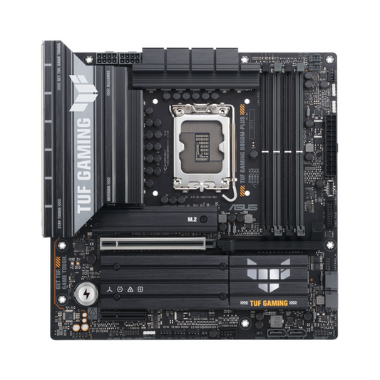 Asus TUF GAMING B860M-PLUS Motherboard, LGA 1851 Socket, micro-ATX Form Factor, DDR5 Ram, PCIe 5.0 With SafeSlot Core+, HDMI, DisplayPort, Thunderbolt 4, Realtek 2.5Gb Ethernet With TUF LANGuard, Aura Sync, 1 Year Warranty | 90MB1JW0-M0EAY0