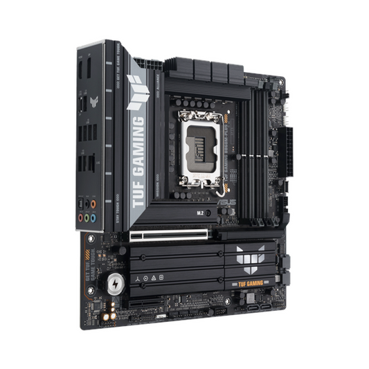 Asus TUF GAMING B860M-PLUS Motherboard, LGA 1851 Socket, micro-ATX Form Factor, DDR5 Ram, PCIe 5.0 With SafeSlot Core+, HDMI, DisplayPort, Thunderbolt 4, Realtek 2.5Gb Ethernet With TUF LANGuard, Aura Sync, 1 Year Warranty | 90MB1JW0-M0EAY0