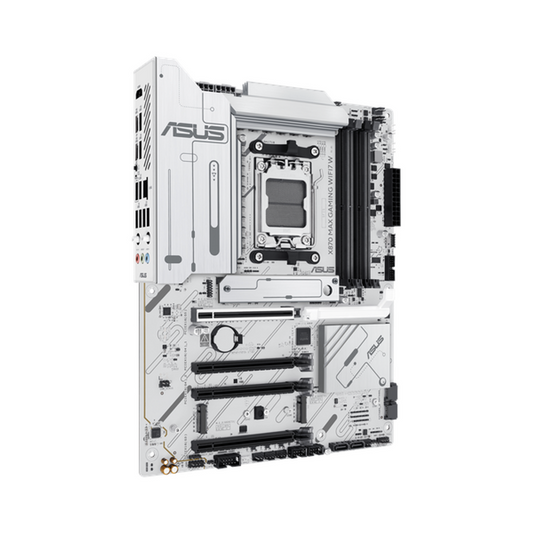 Asus X870 MAX GAMING WiFi Motherboard, AM5 Socket, ATX Form Factor, DDR5 Ram, PCIe 5.0 With SafeSlot Core+, Wi-Fi 7, Bluetooth v5.4, HDMI, Thunderbolt 4, Intel 2.5Gb Ethernet With Asus LANGuard, Aura Sync, White, 1 Year Warranty | 90MB1LZ0-M0EAY0