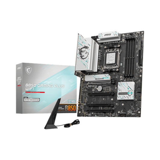 Msi B850 Gaming Plus WiFi Motherboard, AM5 Socket, ATX Form Factor, DDR5 Ram, PCIe 5.0, Wi-Fi 7 With EZ Antena, Bluetooth 5.4, USB 10Gbps, 5G LAN, EZ M.2 Shield Frozr II, 1 Year Warranty | 911-7E56-001-007