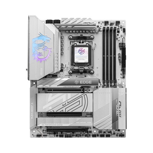 Msi MPG X870E EDGE TI WiFi Motherboard, AM5 Socket, ATX Form Factor, DDR5 Ram, PCIe 5.0, Wi-Fi 7 Solution, Bluetooth 5.4, USB 40Gbps, HDMI 2.1, Type-C Display Port, Realtek 5Gbps LAN, EZ M.2 Shield Frozr II, 1 Year Warranty | 911-7E59-001