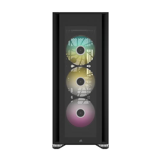 Corsair iCUE 7000X RGB Full-Tower ATX PC Case, Tempered Glass Side Window, 4 x Corsair SP140 RGB Elite Fans, 450mm GPU Support, USB 3.2 Gen 2, Black, 1 Year Warranty | CC-9011226-WW