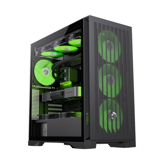 Gamemax LEADER 2 E-ATX PC Case, Tempered Glass Left Panel, 4 x 140mm ARGB Fans, 425mm GPU Support, USB 3.2 Gen 2, Black, 1 Year Warranty | GM-LEADER2-BK