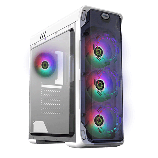 Gamemax Starlight FRGB ATX PC Case, Front & Side Polymethyl Methacrylate (PMMA) Panel, 4 x 120mm FRGB Fans, 360mm GPU Support, USB 3.0, White, 1 Year Warranty | GM-STARLIGHT-FRGB-WT
