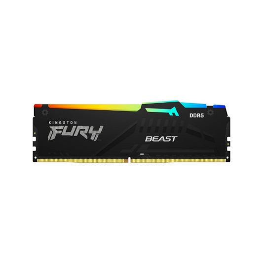 Kingston Fury Beast RGB Memory Kit, 16GB (1x16GB), DDR5 DRAM, 6400 MT/s, CL-32, 1 Year Warranty | KF564C32BBA-16