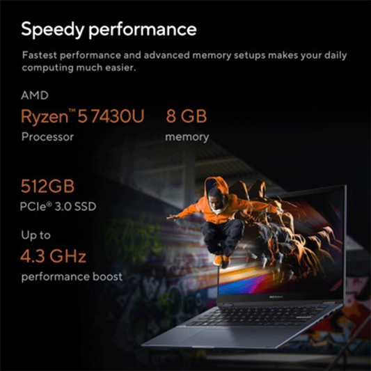 ASUS Vivobook S 14 Flip AMD Ryzen 5-7430U Processor, 8GB RAM, 512GB SSD, 14" Touch Display, Windows 11 Home, Blue Color, 1 Year Warranty | TN3402YA-LZ327W