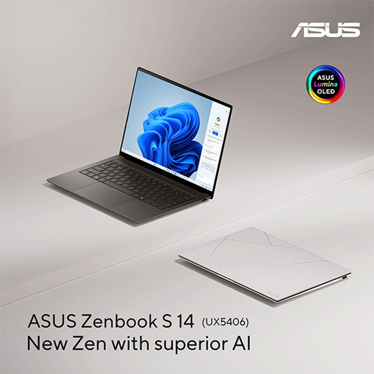 ASUS Zenbook S 14 OLED INTEL LNL Coreâ„¢ Ultra 7 32GB Processor, 32GB RAM, 1TB SSD, Intel Arc Graphics, 14 OLED Display, Windows 11 Home, 2 Year Warranty | UX5406SA-OLEDU731WG