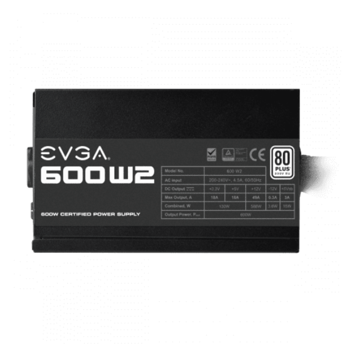POWER SUPPLY 600W EVGA 80 PLUS WHITE-W2 600 | 100-W2-0600-K3