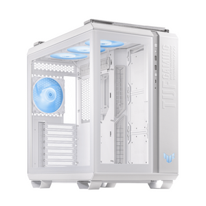 Asus TUF Gaming GT502 PLUS ATX PC Case, Dual Chamber Chassis with Panoramic View, Tempered Glass Left & Front Panels, 400mm GPU Support, 1 x 120 mm Fan, USB 3.2 Gen 2, White, 1 Year Warranty | 90DC0093-B19000