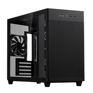Asus Prime AP201 Small Tower-mATX PC Case, Tempered Glass Side Panel, 338mm GPU Support, 1 x 120 mm Fan, USB 3.2 Gen 2, Quasi-Filter Mesh Panels, Black, 1 Year Warranty | 90DC00G0-B39010