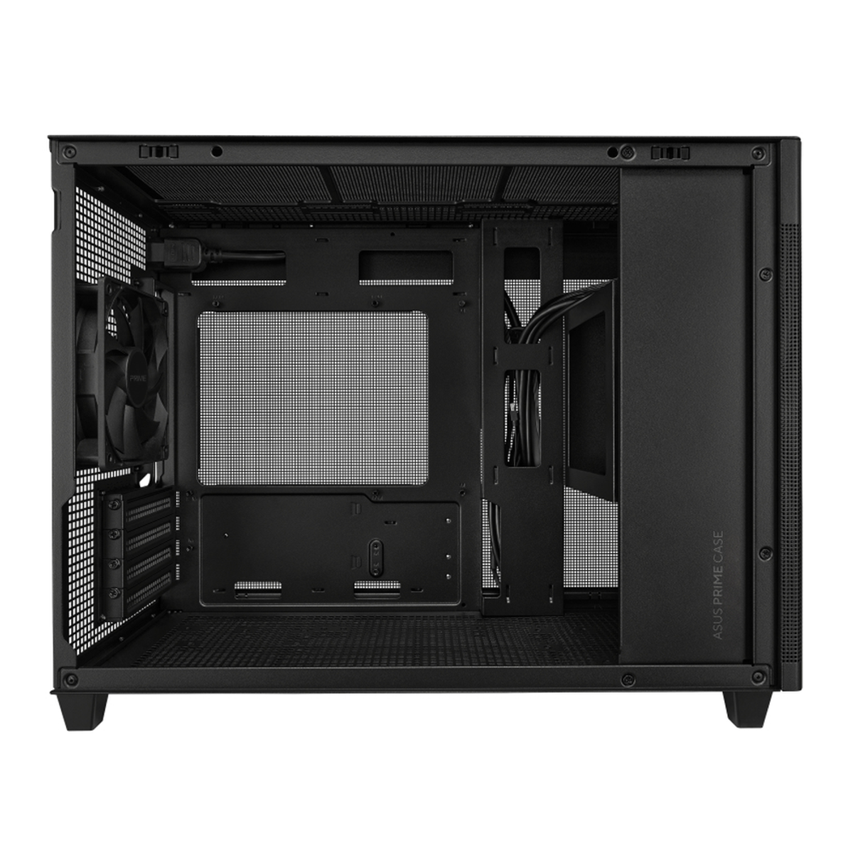 Asus Prime AP201 Small Tower-mATX PC Case, Tempered Glass Side Panel, 338mm GPU Support, 1 x 120 mm Fan, USB 3.2 Gen 2, Quasi-Filter Mesh Panels, Black, 1 Year Warranty | 90DC00G0-B39010