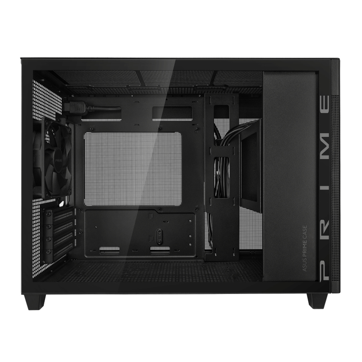 Asus Prime AP201 Small Tower-mATX PC Case, Tempered Glass Side Panel, 338mm GPU Support, 1 x 120 mm Fan, USB 3.2 Gen 2, Quasi-Filter Mesh Panels, Black, 1 Year Warranty | 90DC00G0-B39010
