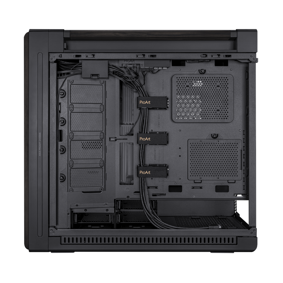 Asus ProArt PA602 Wood Edition E-ATX PC Case, Ash wood & Metal Panels, Front panel dust detection, 3 x Fans, 440mm GPU Support, USB 3.2 Gen 2, Black, 1 Year Warranty | 90DC00J0-B09020