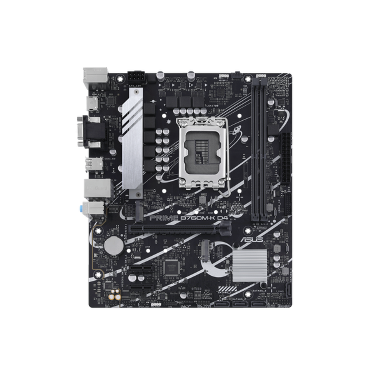 Asus PRIME B760M-K D4 Motherboard, LGA 1700 Socket, mATX Form Factor, DDR4 Ram, PCIe 4.0, USB 3.2 Gen 1, HDMI, VGA, Realtek 2.5Gb Ethernet, Asus 5X Protection III, Aura Sync RGB Lighting, 1 Year Warranty | 90MB1DS0-M1EAY0
