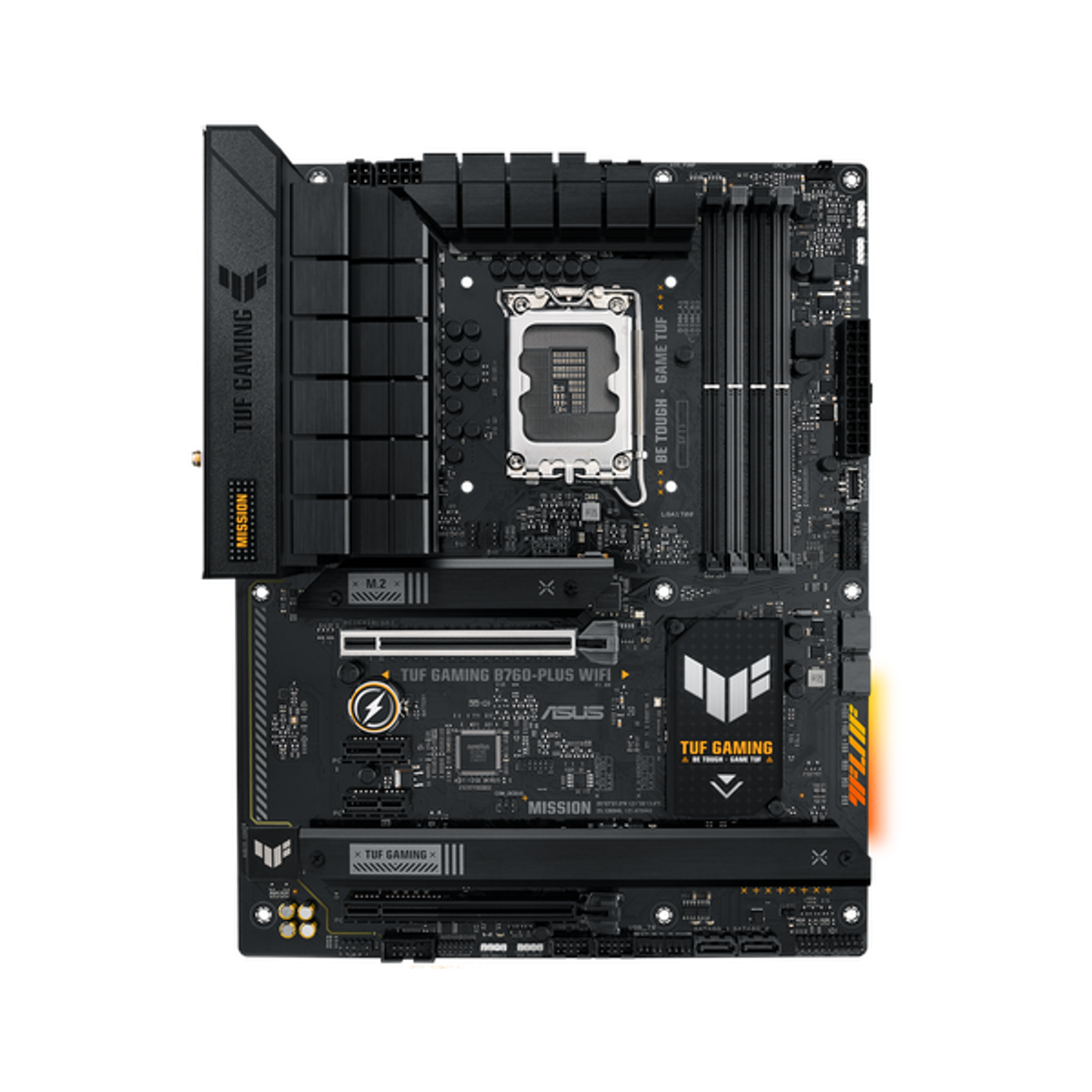 Asus TUF GAMING B760-PLUS WiFi Motherboard, LGA 1700 Socket, ATX Form Factor, DDR5 Ram, PCIe 5.0 With SafeSlot Core+, Wi-Fi 6, Bluetooth v5.2, HDMI, DisplayPort, Realtek 2.5Gb Ethernet With TUF LANGuard, Aura Sync, 1 Year Warranty | 90MB1ER0-M0EAY0
