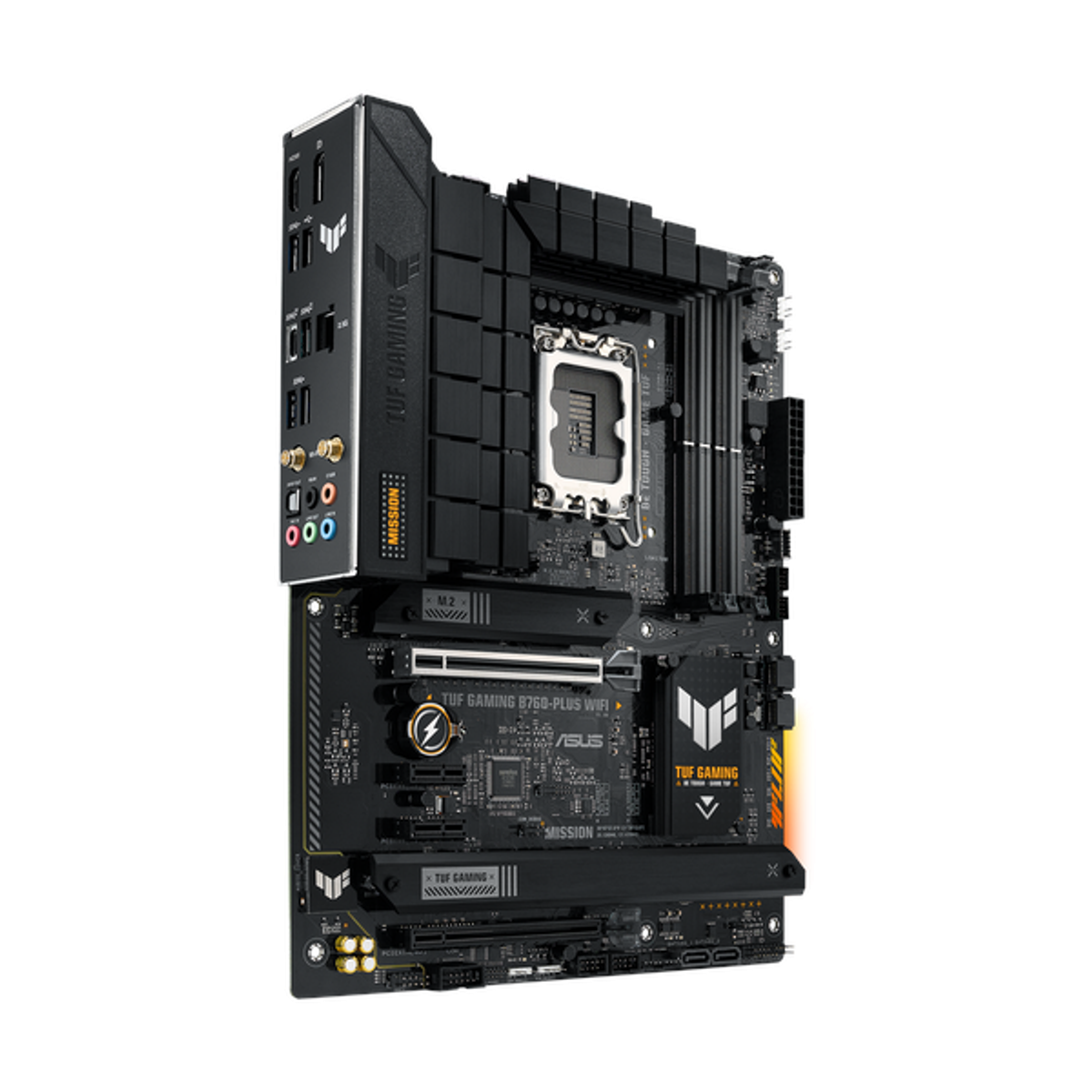 Asus TUF GAMING B760-PLUS WiFi Motherboard, LGA 1700 Socket, ATX Form Factor, DDR5 Ram, PCIe 5.0 With SafeSlot Core+, Wi-Fi 6, Bluetooth v5.2, HDMI, DisplayPort, Realtek 2.5Gb Ethernet With TUF LANGuard, Aura Sync, 1 Year Warranty | 90MB1ER0-M0EAY0