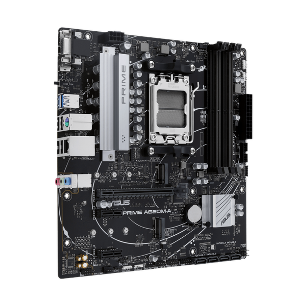 Asus PRIME A620M-A-CSM Motherboard, AM5 Socket, micro-ATX Form Factor, DDR5 Ram, PCIe 4.0, USB 5Gbps, Realtek 1Gb Ethernet, Asus 5X Protection III, 1 Year Warranty | 90MB1F10-M0EAYC