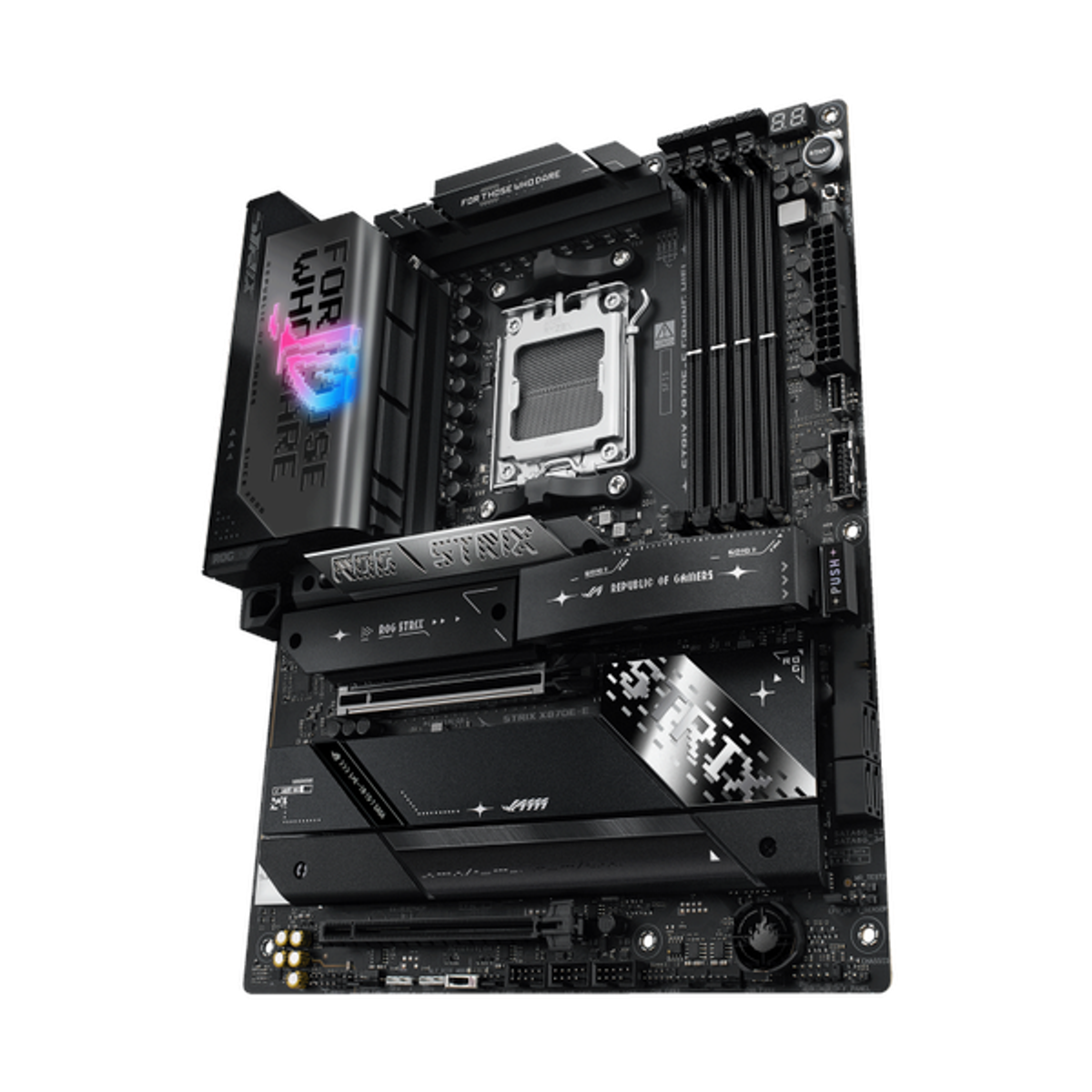 Asus ROG STRIX X870E-E GAMING WiFi Motherboard, AM5 Socket, ATX Form Factor, DDR5 Ram, PCIe 5.0 With SafeSlot Core+, Wi-Fi 7, Bluetooth v5.4, HDMI, DisplayPort, Intel 2.5Gb Ethernet With Asus LANGuard, Aura Sync, 1 Year Warranty | 90MB1IB0-M0EAY0