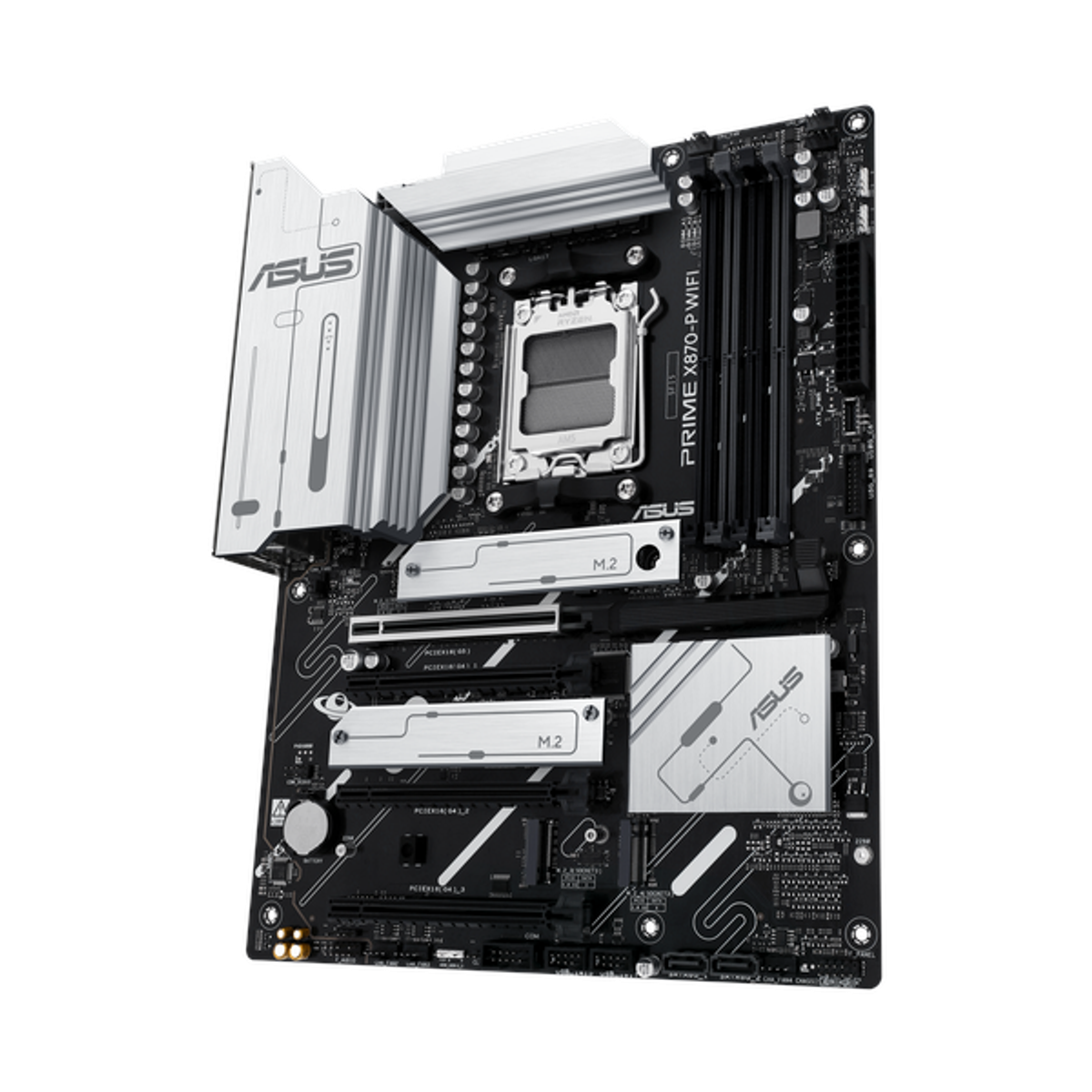 Asus PRIME X870-P WiFi Motherboard, AM5 Socket, ATX Form Factor, DDR5 Ram, PCIe 5.0 With SafeSlot Core+, Wi-Fi 7, Bluetooth v5.4, USB4 40Gbps, HDMI, Thunderbolt, Realtek 2.5Gb Ethernet With Asus LANGuard, Aura Sync, 1 Year Warranty | 90MB1IS0-M0EAY0