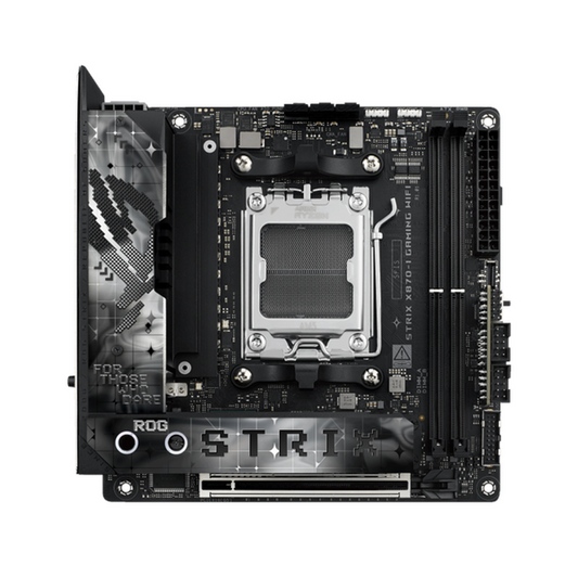 Asus ROG STRIX X870-I GAMING WiFi Motherboard, AM5 Socket, Mini-ITX Form Factor, DDR5 Ram, PCIe 5.0 With SafeSlot Core+, Wi-Fi 7, Bluetooth v5.4, Thunderbolt 4, HDMI, Intel 2.5Gb Ethernet With Asus LANGuard, ROG STRIX HIVE II, Aura Sync, 1 Year Warranty | 90MB1IW0-M0EAY0