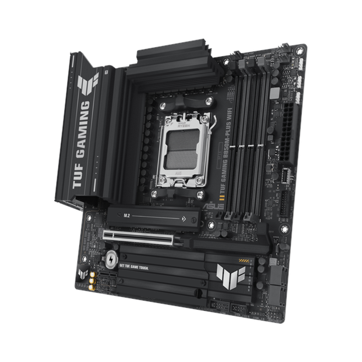 Asus TUF GAMING B850M-PLUS WiFi Motherboard, AM5 Socket, micro-ATX Form Factor, DDR5 Ram, PCIe 5.0 With SafeSlot Core+, Wi-Fi 6E, Bluetooth v5.3, HDMI, DisplayPort, Realtek 2.5Gb Ethernet With TUF LANGuard, Aura Sync, 1 Year Warranty | 90MB1IY0-M0EAY0
