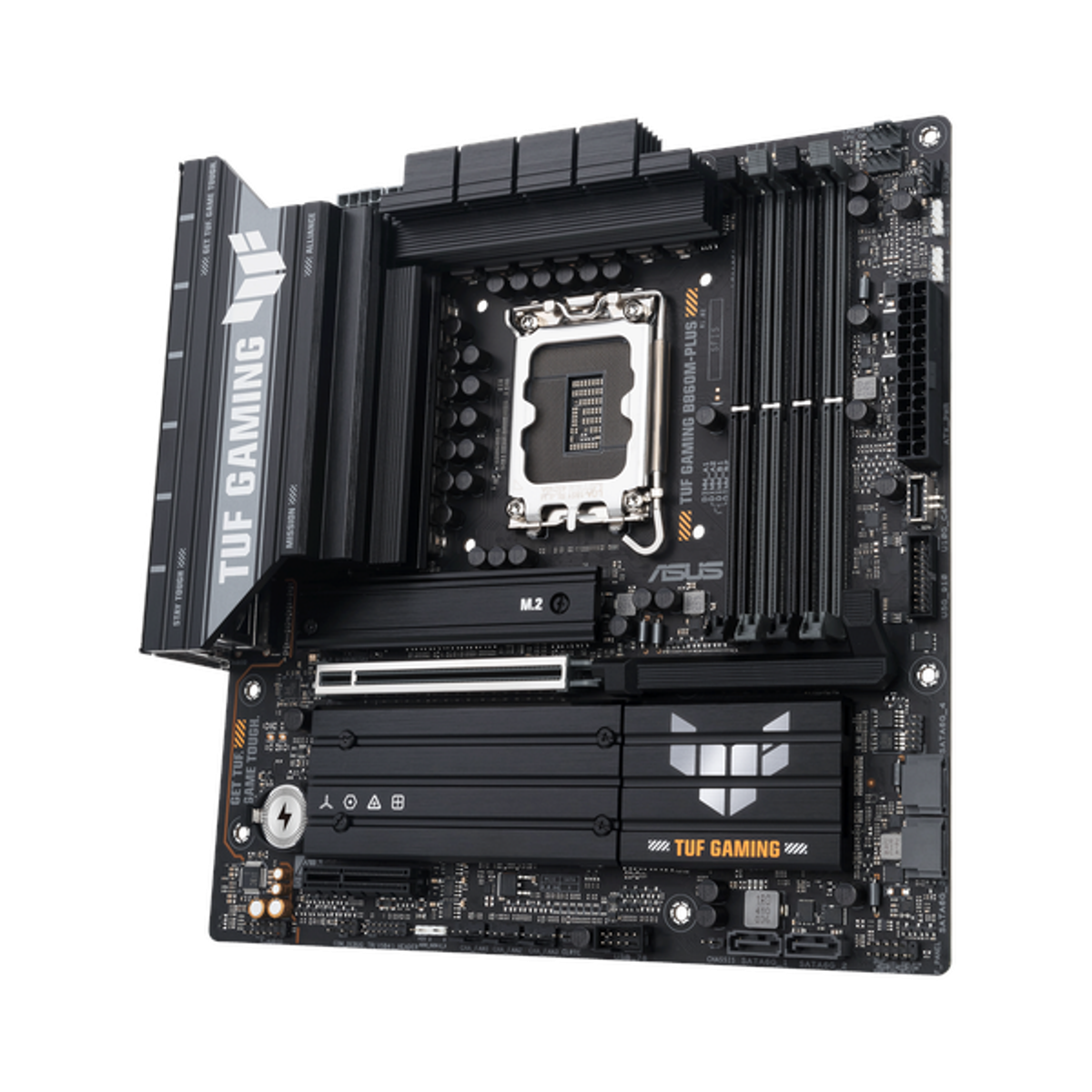 Asus TUF GAMING B860M-PLUS Motherboard, LGA 1851 Socket, micro-ATX Form Factor, DDR5 Ram, PCIe 5.0 With SafeSlot Core+, HDMI, DisplayPort, Thunderbolt 4, Realtek 2.5Gb Ethernet With TUF LANGuard, Aura Sync, 1 Year Warranty | 90MB1JW0-M0EAY0
