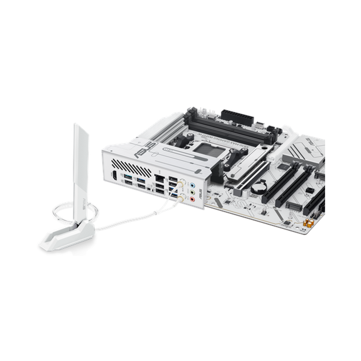 Asus X870 MAX GAMING WiFi Motherboard, AM5 Socket, ATX Form Factor, DDR5 Ram, PCIe 5.0 With SafeSlot Core+, Wi-Fi 7, Bluetooth v5.4, HDMI, Thunderbolt 4, Intel 2.5Gb Ethernet With Asus LANGuard, Aura Sync, White, 1 Year Warranty | 90MB1LZ0-M0EAY0