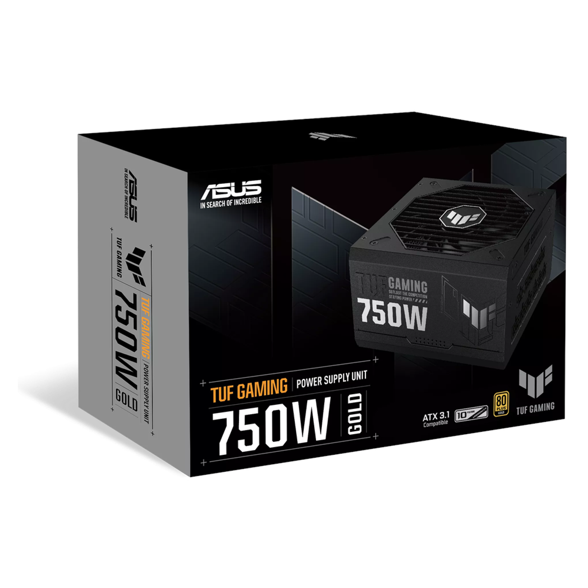 Asus TUF Gaming 80 Plus Gold Power Supply, 750W, Fully Modular, ATX, 0dB Technology, Black, 1 Year Warranty | 90YE00S3-B0NA00