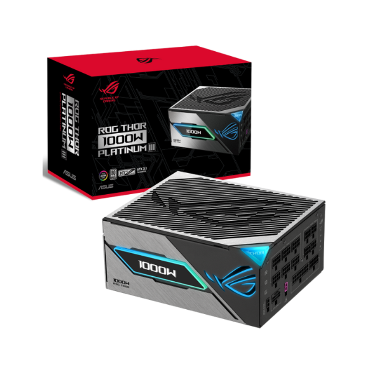 Asus ROG Thor 80 Plus Platinum III Power Supply, 1000W, Fully Modular, ATX, Magnetic OLED Display, 1 Year Warranty | 90YE00V3-B0NA00
