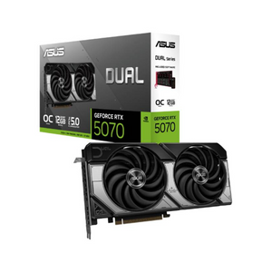 Asus DUAL GeForce RTX 5070 OC Edition Graphics Card, GDDR7 12GB 192-bit Memory, HDMI 2.1b & DP 2.1b Outputs, PCI Express 5.0, 2572 MHz Core Clock, 28 Gbps Memory Clock, SFF Compatible, 1 Year Warranty | 90YV0M17-M0NA00