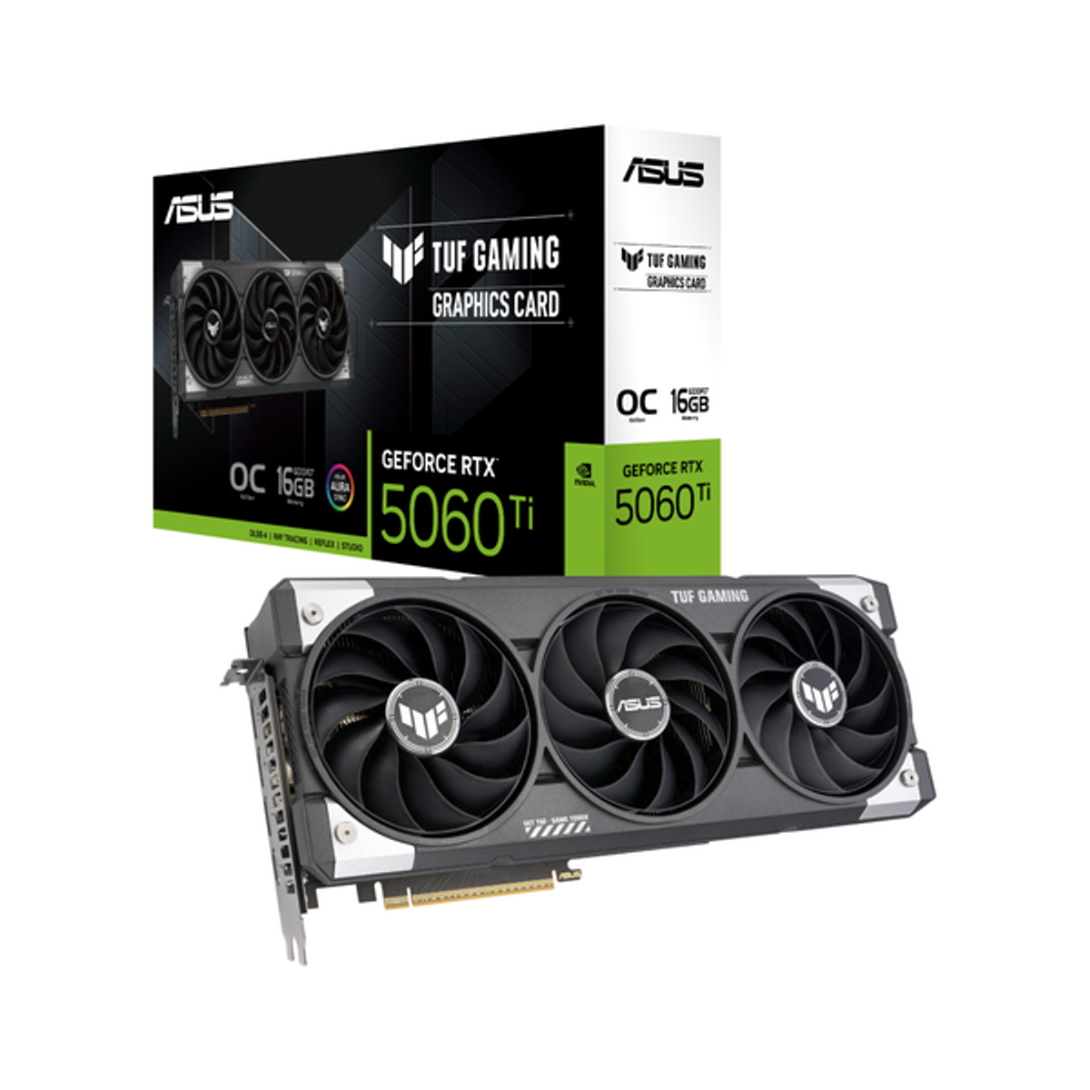 Asus TUF Gaming GeForce RTX 5060 Ti OC Edition Graphics Card, GDDR7 16GB 128-bit Memory, HDMI 2.1b & DP 2.1b Outputs, PCI Express 5.0, 2692 MHz Core Clock, 28 Gbps Memory Clock, 1 Year Warranty | 90YV0MG0-M0NA00