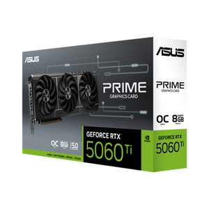 Asus PRIME GeForce RTX 5060 Ti OC Edition Graphics Card, GDDR7 8GB 128-bit Memory, HDMI 2.1b & DP 2.1b Outputs, PCI Express 5.0, 2647 MHz Core Clock, 28 Gbps Memory Clock, 1 Year Warranty | 90YV0MP0-M0NA00