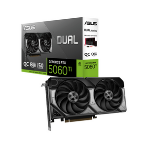 Asus DUAL GeForce RTX 5060 Ti OC Edition Graphics Card, GDDR7 8GB 128-bit Memory, HDMI 2.1b & DP 2.1b Outputs, PCI Express 5.0, 2632 MHz Core Clock, 28 Gbps Memory Clock, 1 Year Warranty | 90YV0MP2-M0NA00
