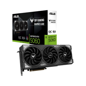 Asus TUF Gaming GeForce RTX 5060 OC Edition Graphics Card, GDDR7 8GB 128-bit Memory, HDMI 2.1b & DP 2.1b Outputs, PCI Express 5.0, 2677 MHz Core Clock, 28 Gbps Memory Clock, 1 Year Warranty | 90YV0N00-M0NA00