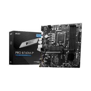 Msi PRO B760M-P Motherboard, LGA 1700 Socket, mATX Form Factor, DDR5 Ram, PCIe 4.0, USB 10Gbps, HDMI 1.4, VGA, Realtek RTL8111H Gigabit LAN, PCI-E Steel Armor, 1 Year Warranty | 911-7E02-026