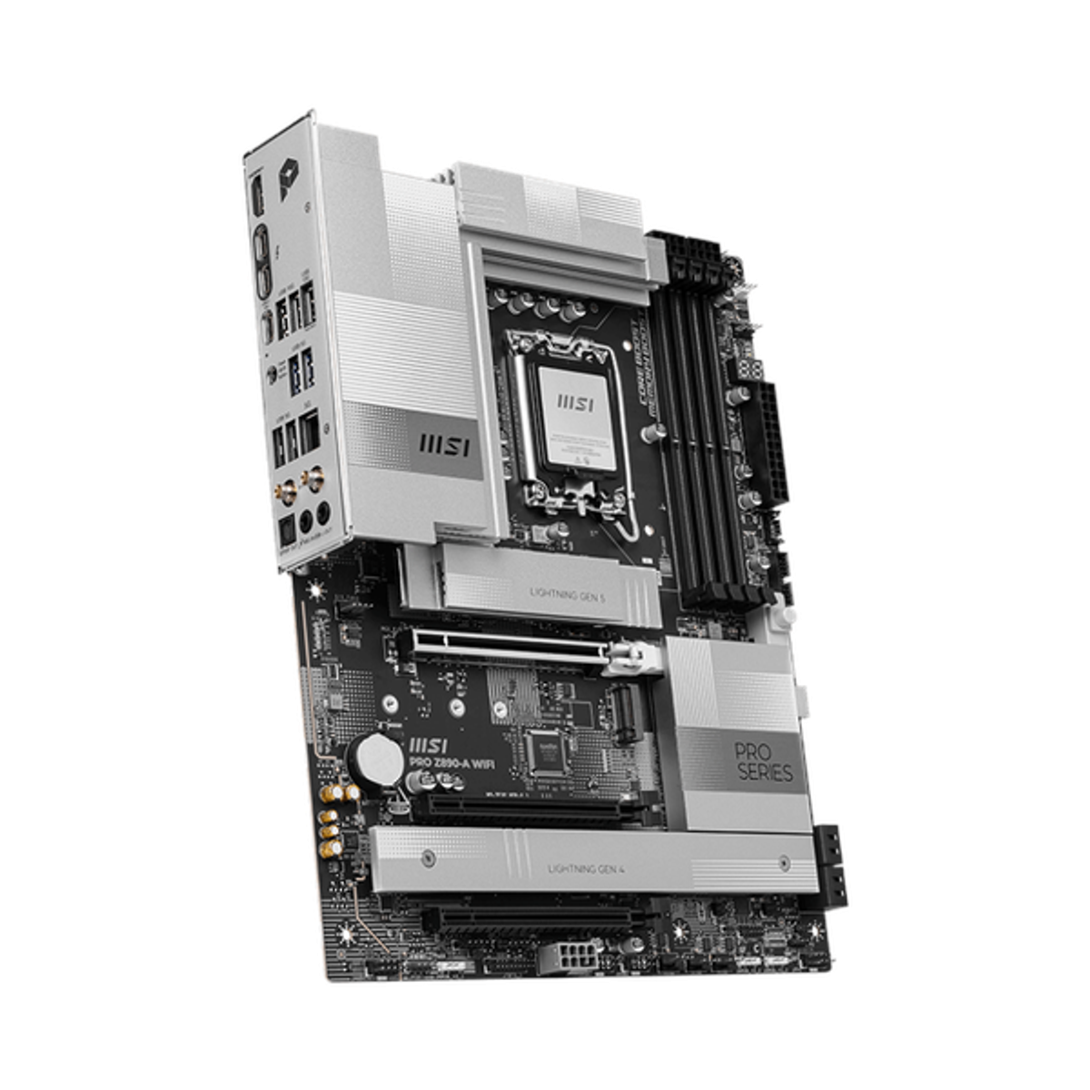 Msi PRO Z890-A WiFi Motherboard, LGA 1851 Socket, ATX Form Factor, DDR5 Ram, PCIe 5.0, Intel Wi-Fi 6E, Bluetooth 5.3, USB 40Gbps, HDMI 2.1, Thunderbolt4 (Type-C), Realtek 8126 5G LAN, EZ M.2 Shield Frozr II, 1 Year Warranty | 911-7E32-004