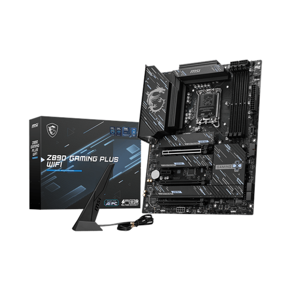 Msi Z890 Gaming Plus WiFi Motherboard, LGA 1851 Socket, ATX Form Factor, DDR5 Ram, PCIe 5.0 With EZ PCIe Clip II, Intel Killer Wi-Fi 7 BE1750x, Bluetooth 5.4, USB 40Gbps, HDMI 2.1, DisplayPort 1.4, Thunderbolt4 (Type-C), Intel Killer E5000B 5G LAN, EZ M.2 Shield Frozr II, 1 Year Warranty | 911-7E34-002
