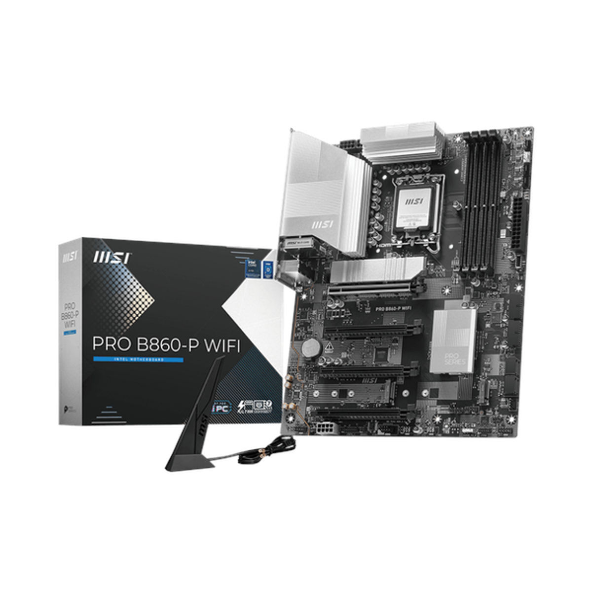 Msi PRO B860-P WiFi Motherboard, LGA 1851 Socket, ATX Form Factor, DDR5 Ram, PCIe 5.0 With EZ PCIe Clip II, Intel Wi-Fi 7, Bluetooth 5.4, USB 40Gbps, HDMI 2.1, DisplayPort 1.4, Thunderbolt4 (Type-C), Realtek 8126 5G LAN, EZ M.2 Shield Frozr II, 1 Year Warranty | 911-7E41-001