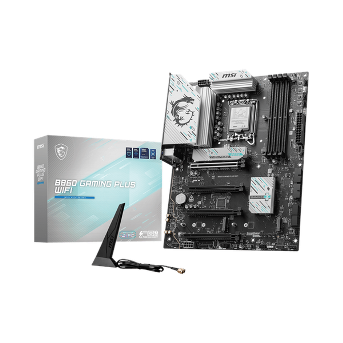 Msi B860 Gaming Plus WiFi Motherboard, LGA 1851 Socket, ATX Form Factor, DDR5 Ram, PCIe 5.0, Intel Killer BE1750x Wi-Fi 7 & Bluetooth 5.4, Thunderbolt4 Port, USB 10Gbps, Intel Killer E5000 5Gbps LAN, EZ M.2 Shield Frozr II, 1 Year Warranty | 911-7E41-003