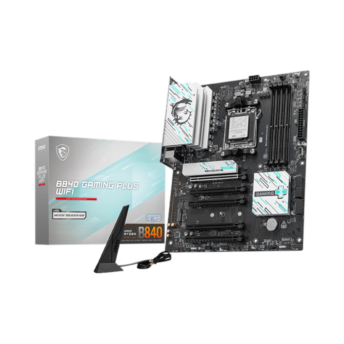 Msi B840 Gaming Plus WiFi Motherboard, AM5 Socket, ATX Form Factor, DDR5 Ram, PCIe 4.0, Wi-Fi 7, Bluetooth 5.4, USB 10Gbps, 2.5G LAN, 1 Year Warranty | 911-7E57-002