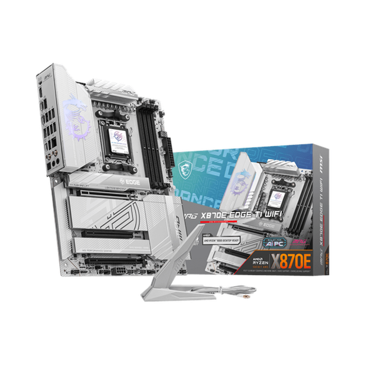 Msi MPG X870E EDGE TI WiFi Motherboard, AM5 Socket, ATX Form Factor, DDR5 Ram, PCIe 5.0, Wi-Fi 7 Solution, Bluetooth 5.4, USB 40Gbps, HDMI 2.1, Type-C Display Port, Realtek 5Gbps LAN, EZ M.2 Shield Frozr II, 1 Year Warranty | 911-7E59-001