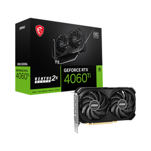Msi GeForce RTX 4060 Ti VENTUS 2X OC Edition Graphics Card, GDDR6 8GB 128-bit Memory, HDMI 2.1a & DP 1.4a Outputs, PCI Express 4.0, 2565 MHz OC Boost Clock, 18 Gbpsâ Memory Clock, Black, 1 Year Warranty | 912-V515-024