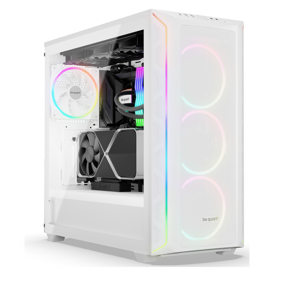 BE QUIET! Shadow Base 800 FX E-ATX PC Case, Tempered glass Side Panel, 4 x Silent Wings Fans with PWM and ARGB Hub, Full Size GPU Support, USB 3.2 Gen 2, White, 1 Year Warranty | BGW64