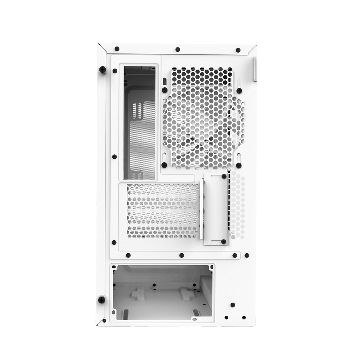 NZXT H3 Flow Micro-ATX Tower Case, Tempered Glass Side Window, 1 x F120Q (CV) Fan, Full-Size GPU Support, USB 3.2 Gen2x2, Tool-Free Access, White, 1 Year Warranty | CC-H31FW-01